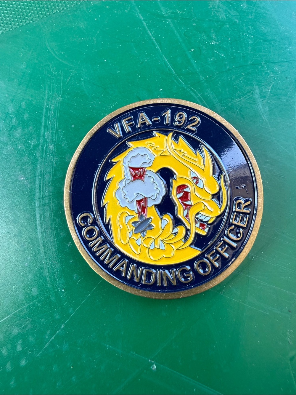 VFA-192 Commanding Officer Challenge Coin - Yellow and Navy